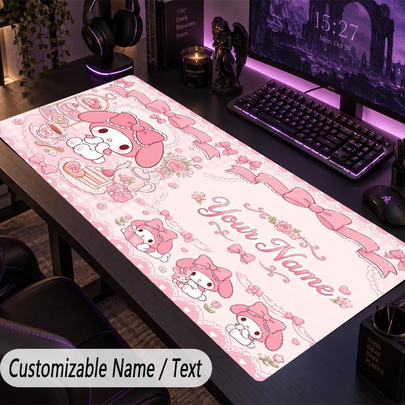 Custom Text Big Mousepad, Extended Desk Pad For Laptop Work GameMy Melody
