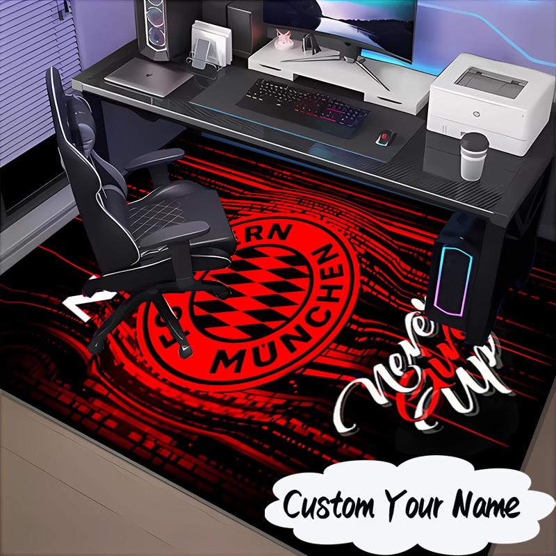 Custom Name Bayern Munich Crest Rug for Living Room, Game Rooms, Office, Bedroom, Floor Mat Playful Design, fan gifts Christmas decor