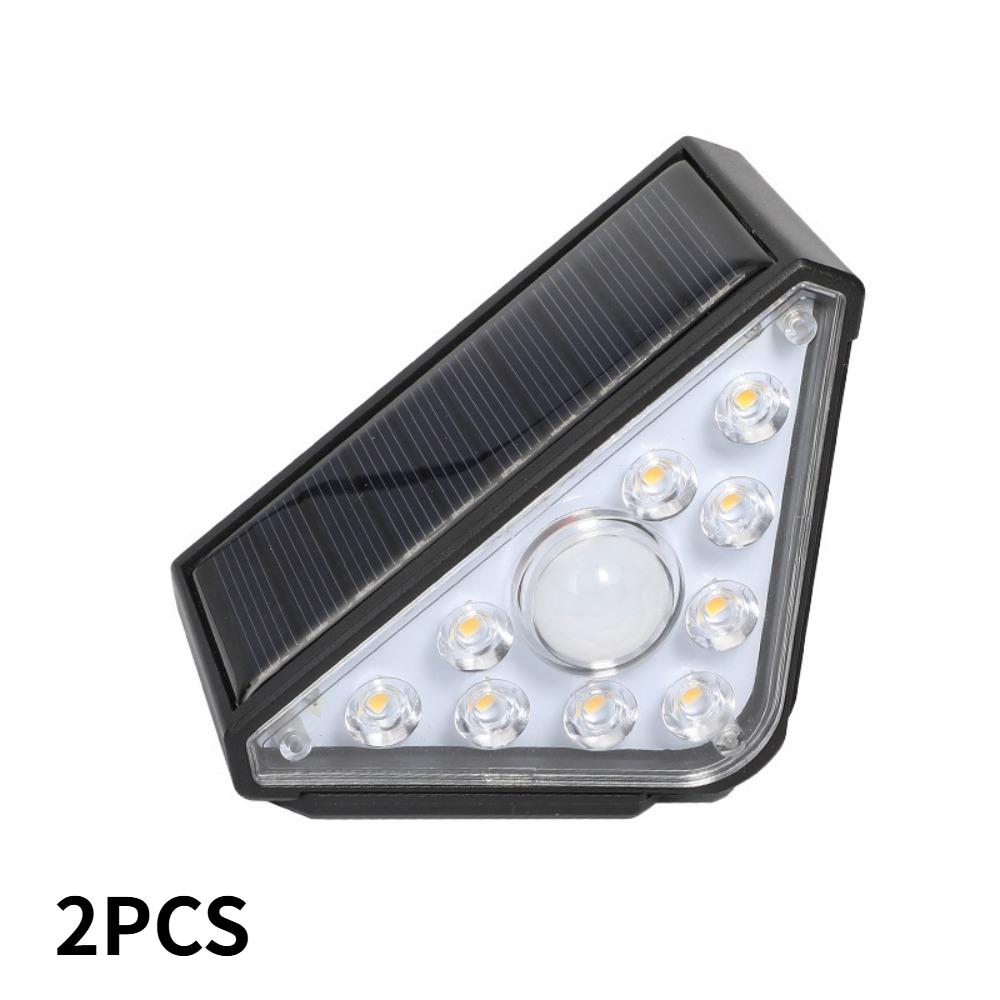 2 pcs Solar LED Stair Light Fence Triangle Pathway Deck Lamp Outdoor Garden Decorative Yard Porch Front Door Driveway Lighting