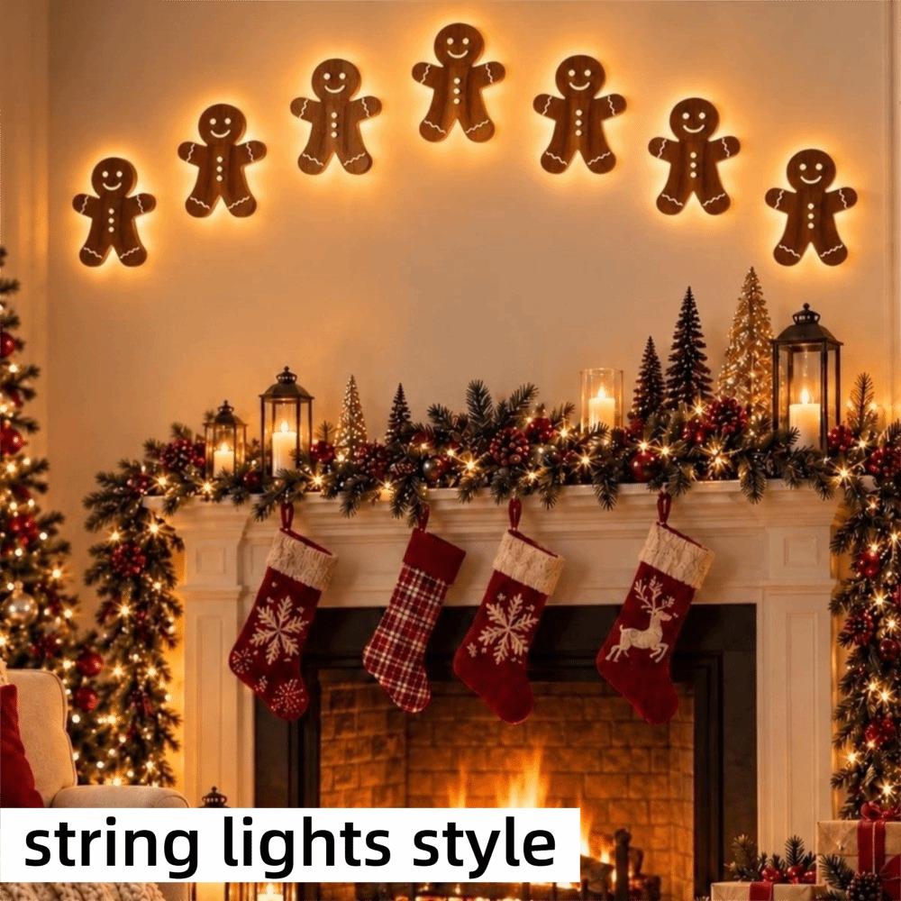 Wood LED Christmas Decorations Self Adhesive Festive Light Decorations Holiday Wall Decor