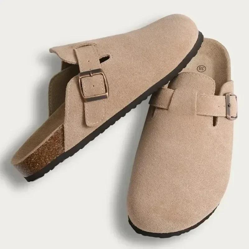 Fashion Boston Clogs Women's Suede Mules Slippers Cork Insole Sandals with Arch Support Outdoor Lovers Beach Sandals