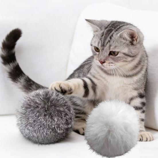 5 шт. Пушистый Шарик Игрушка для Кошек Мягкий Пушистый Искусственный Мех Шарик Моющийся Пушистый Шарик Игрушка-Пиналка для Кошек и Кроликов для Домашних Упражнений, Стимуляции Инстинктов Охоты и Погони