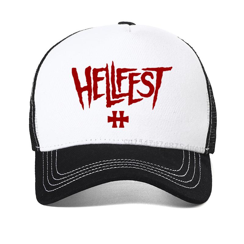 Логотип музыкального фестиваля хэви-метала Hellfest Бейсболки Мужские крутые летние Сетчатые дышащие Тракер унисекс Регулируемые фирменные кепки