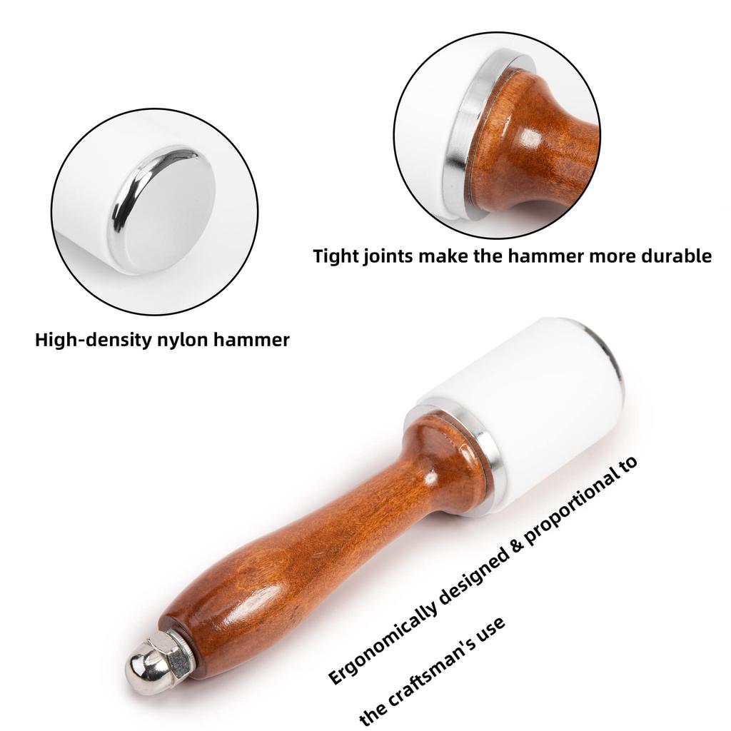WUTA Professional Leather Carving Leather Craft Leather Craft Leather Nylon Head Handmade DIY Leather Tools Hamlet, Mallet, Molle, Hammer,