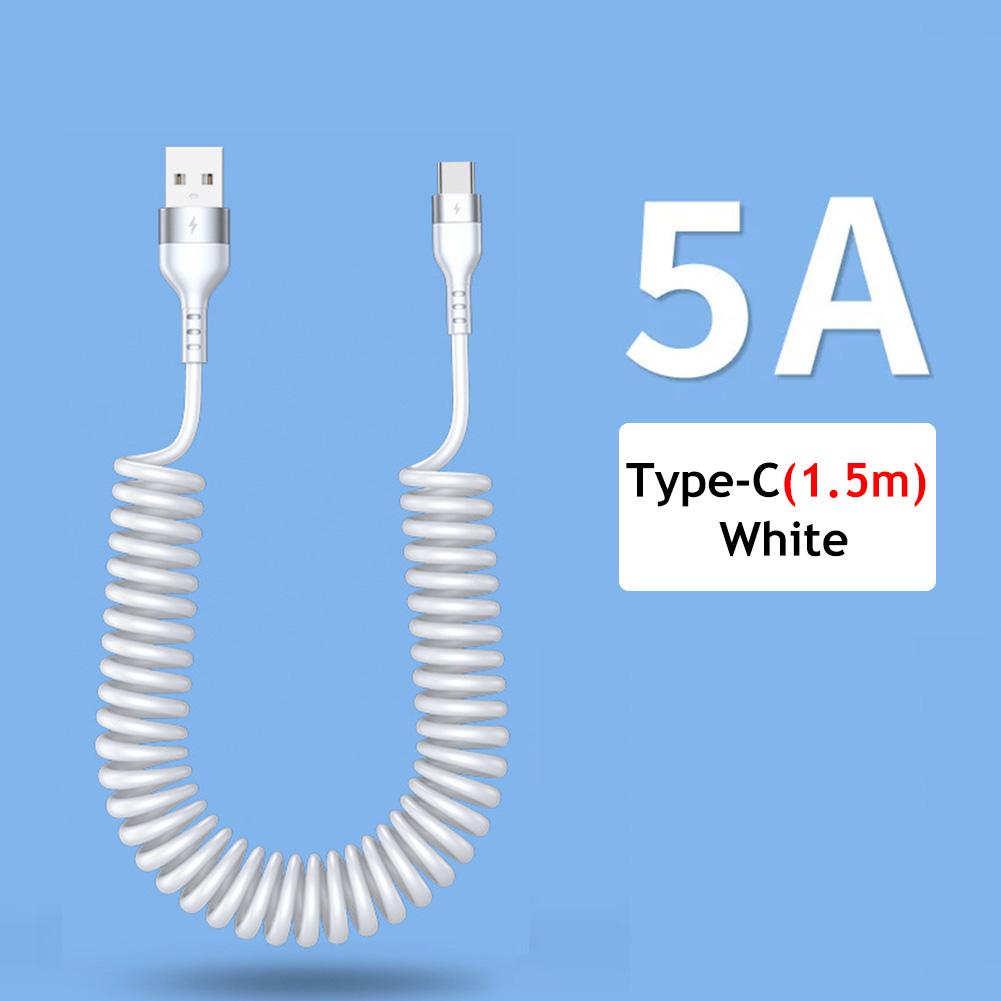 66 Вт 5A USB Type C кабель для передачи данных 3A Micro USB пружинный телескопический кабель для быстрой зарядки для Android телефон аксессуары автомобильный USB-кабель