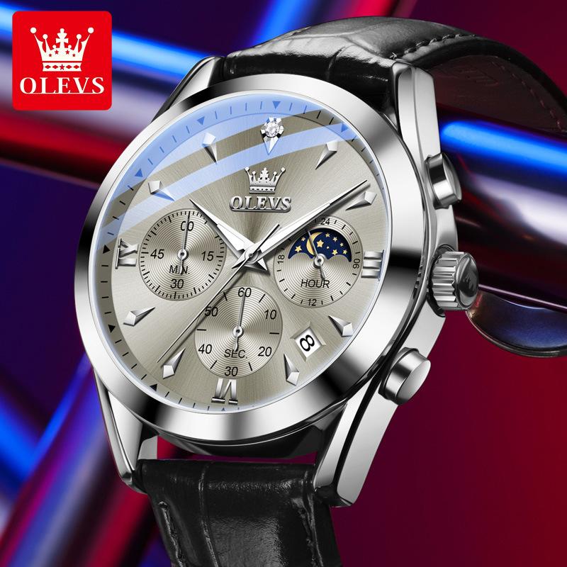 Men's Multifunctional Waterproof Luminous Quartz Timing Calendar Watch, Light Luxury Business Watch