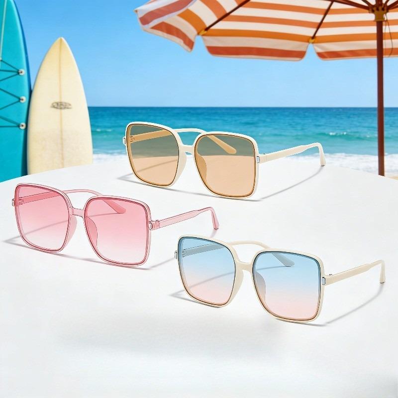 2/3/4/6pcs Women's Retro Square Glasses, Gradient Lenses, Lightweight & Durable for Daily/Outdoor/Driving