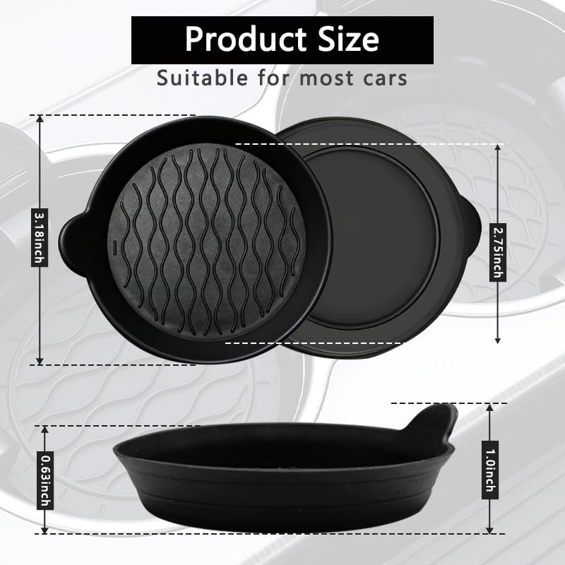 Car Cup Holder Coaster, Silicone Cars Coasters, Universal Non-Slip Car Interior Accessories 4 Pack Black (Black)