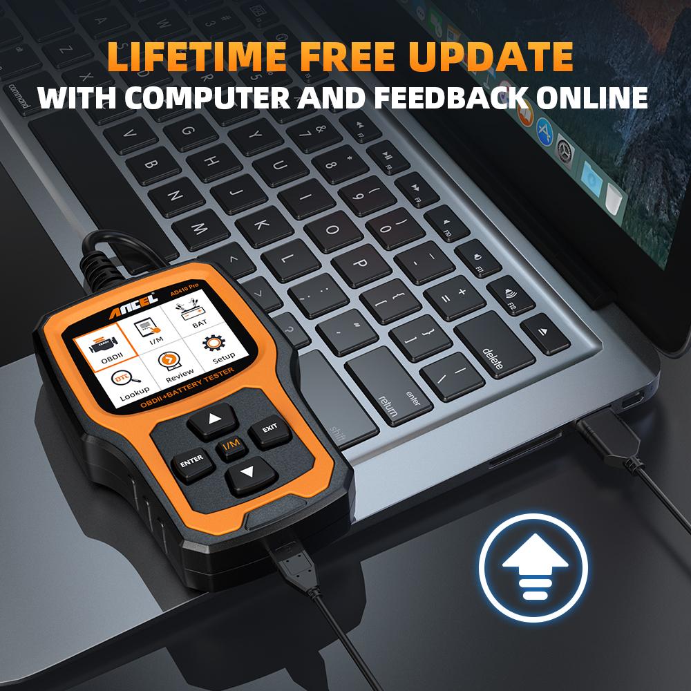 ANCEL AD410 PRO 6V/12V Car Battery Tester OBD2 Code Reader Engine Scan Tool Battery Analyzer OBDII Scanner