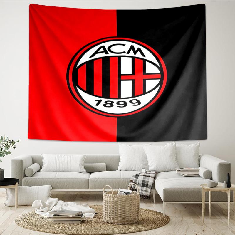 1PC Milan Football club Printed Tapestry Room Decoration Wall Hanging for Living Room Bedroom, dormitory, Birthday and Christmas gifts