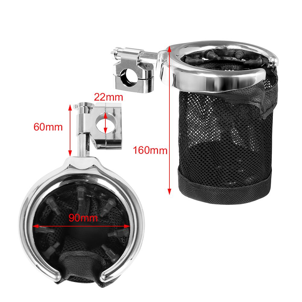Motorcycle Chrome Handlebar Cup Bottle Drink Holder 25mm/ 22mm For Harley Sportster Fatboy Dyna Softail Touring Road King