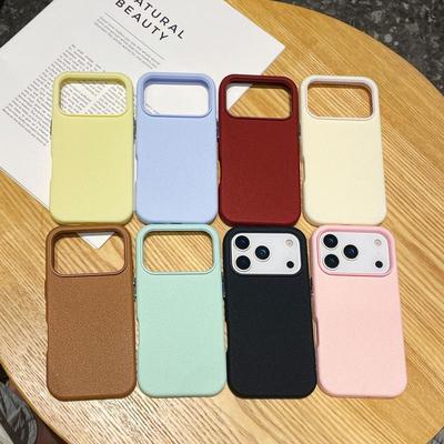 Простой однотонный чехол-книжка из личи-кожи два-в-одном для iPhone 16 Pro Max и Apple 17/14/13