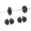 VidaXL Dumbbell and Barbell Set with Plates 60 Kg, Dumbbells, Physical Training Equipment, Set of 3145024