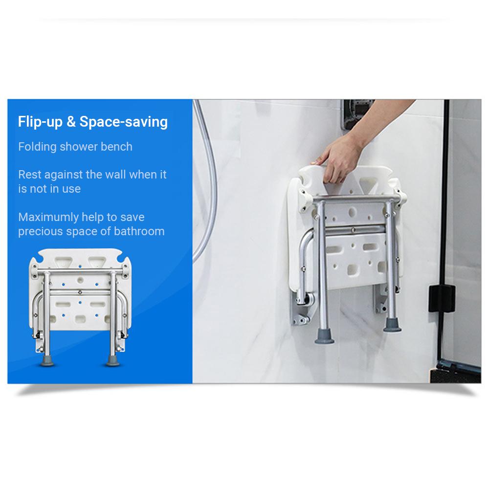 Складная скамейка для душа, откидное вкручивающееся сиденье для ванны, настенное крепление, стул для ванной комнаты, табурет с нескользящим покрытием