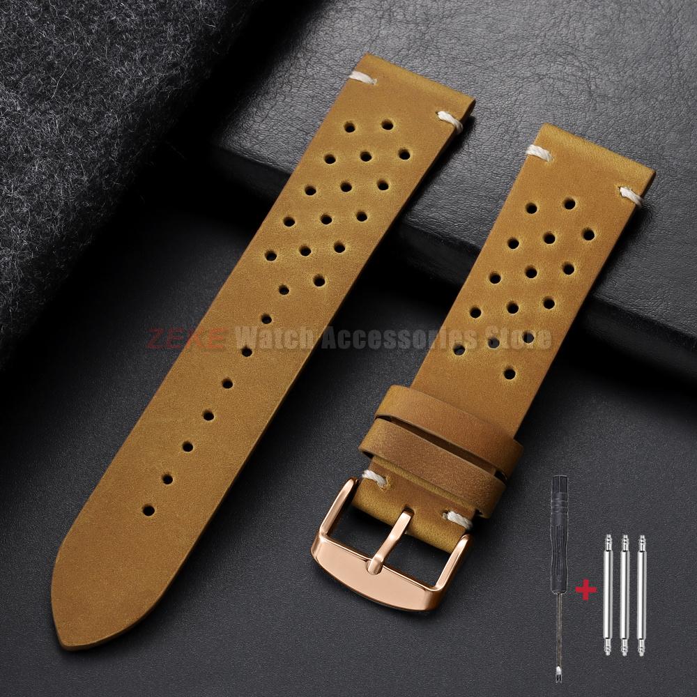 Watchband 18mm 19mm 20mm 21mm 22mm 24mm Handmade Stitching Cowhide Strap for Omega Men Perforated Breathable Wristband for Seiko