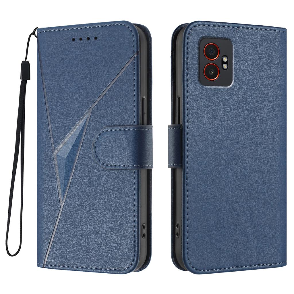 For Samsung Galaxy XCover7 Pro Case Triangle Imprint Leather Phone Cover with Lanyard