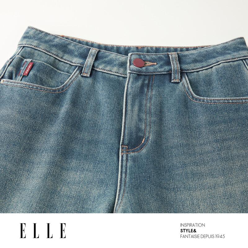 ELLE Women's Retro High-Waist Wide-Leg Jeans