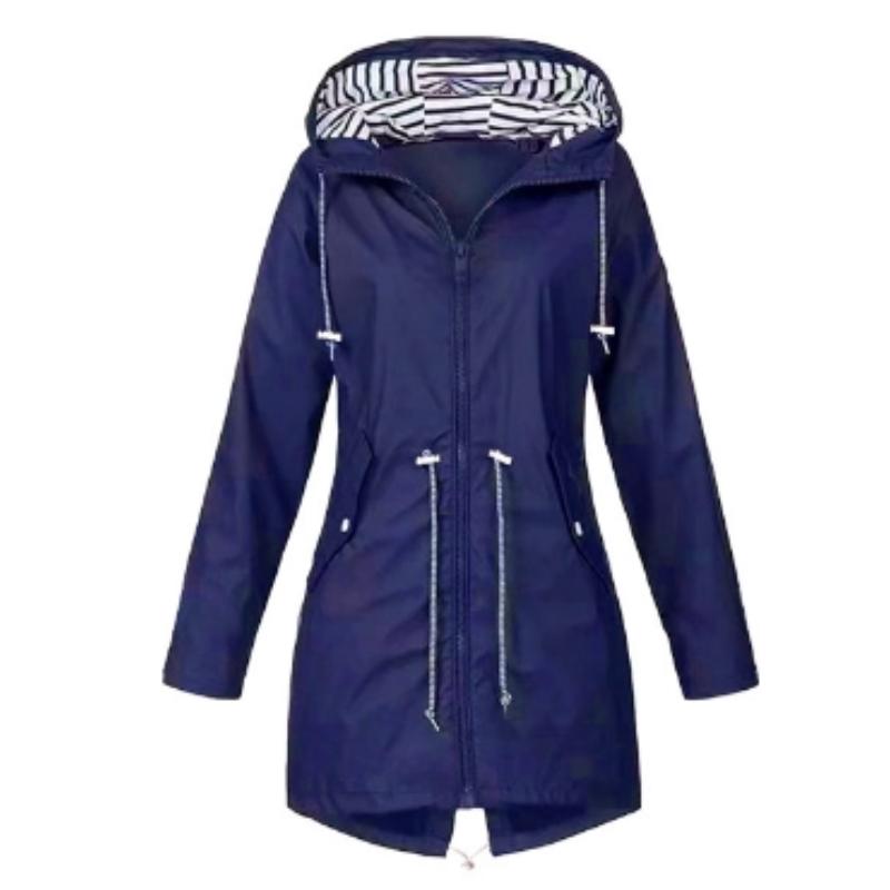 Женские модные ветрозащитные тренчи с капюшоном и молнией на открытом воздухе, повседневные водонепроницаемые куртки от дождя на шнурке, женские альпинистские куртки