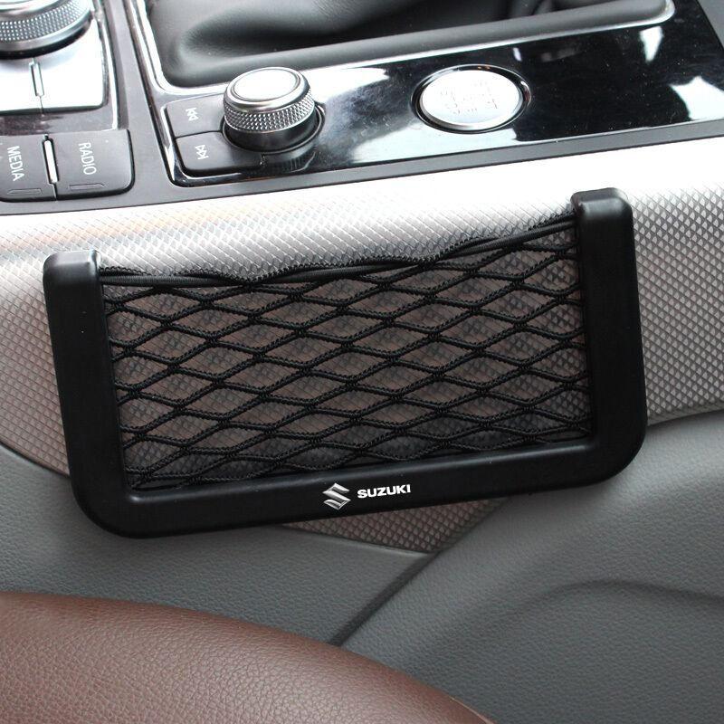 1Pcs Car Net Bag Phone Holder Storage Net Box Pocket Organizer For Suzuki DZire IGNIS Grand Swift Jimny Vitara Baleno SX4 GW250 Splash Swace