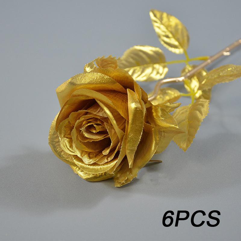 Искусственный пластиковый цветочный арт-объект, имитация розы, свадебная вечеринка, золотые цветы, сделай сам, тканевый орнамент, украшение для дома