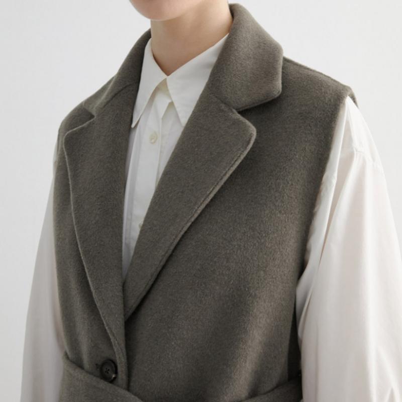 She S miSS Wool caShmere Belted Long veSt Swhvto42040 Mk