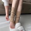 Dark Grey Cable Knit Leg Warmers: Cozy Autumn/Winter Scrunch Socks for Women with Loafers - Solid Color Calf Socks
