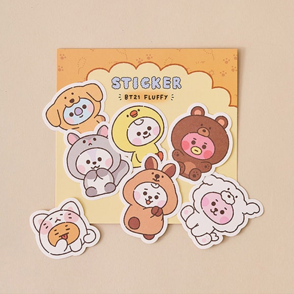 BT21 Набор наклеек BABY Fluffy, 7 шт. (3 варианта)
