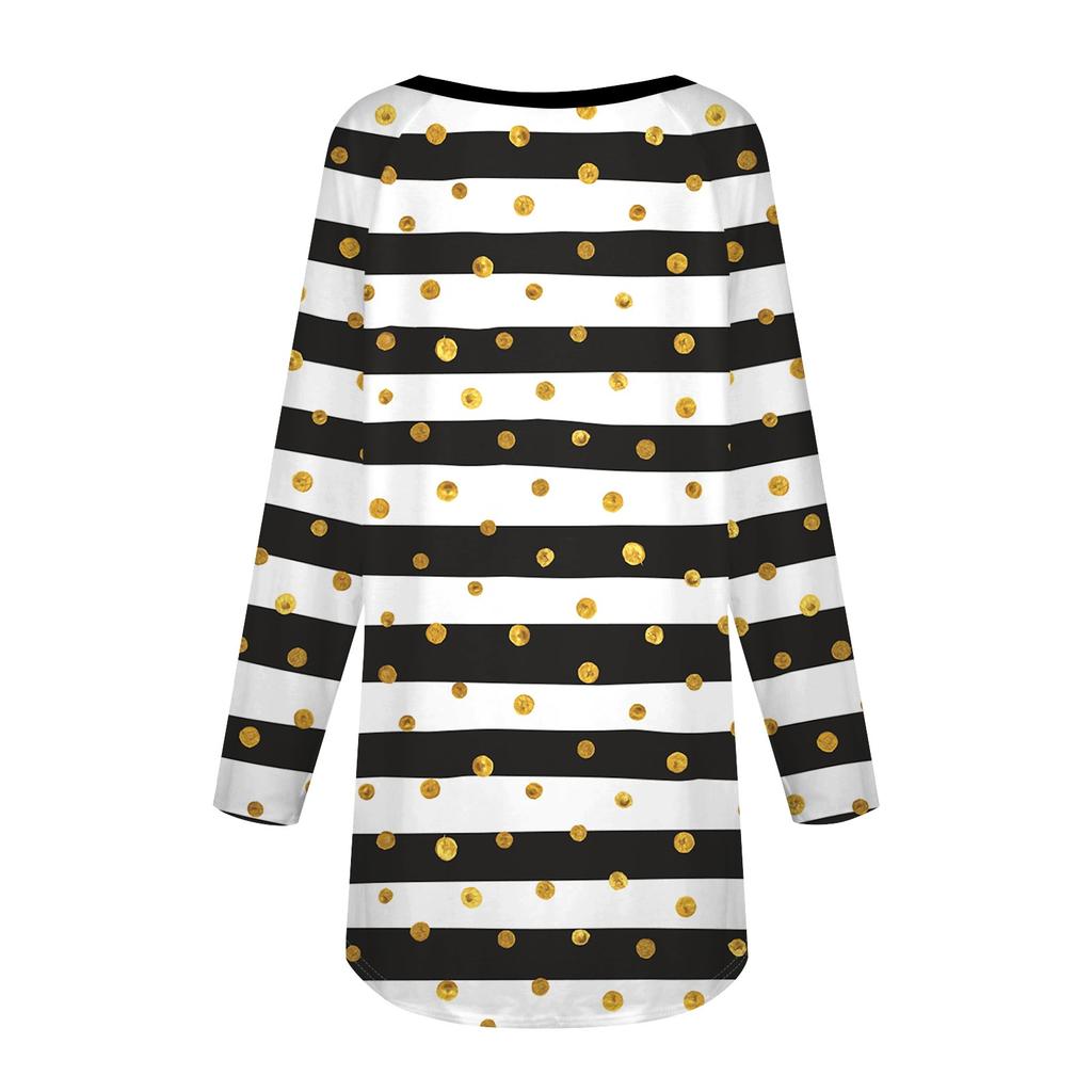 Женская негабаритная полосатая рубашка с длинными рукавами и круглым вырезом, полосатая футболка, верхний пуловер