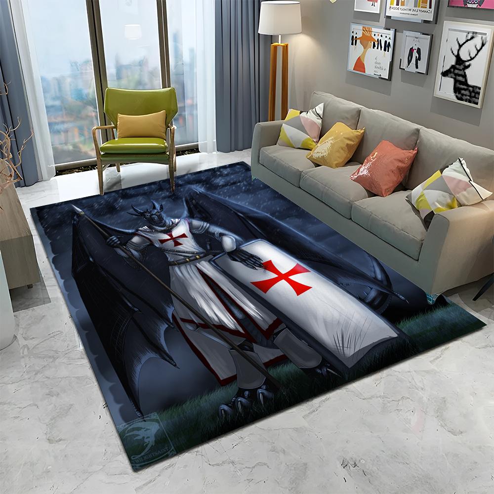 Ковер с изображением тамплиера, рыцаря-крестоносца, для игр, для дома, гостиной, спальни, дивана, прихожей, декора, коврик, нескользящий коврик