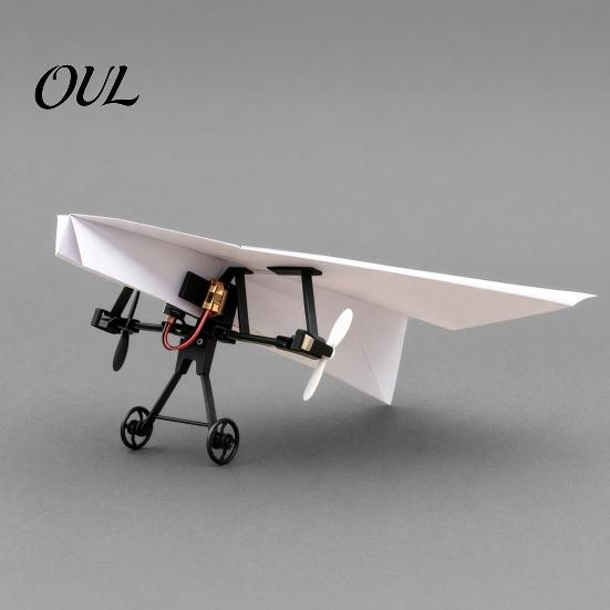 Remote Control Plane Launcher Paper Airplane Kit with Gyro Stabilizer, DIY Electric RC Flying Power Module Dual Propellers, Aircraft Transmitter