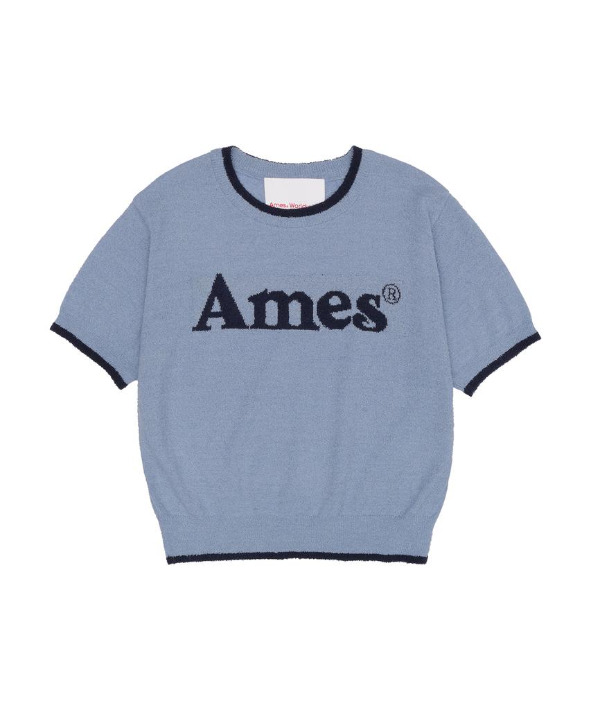 AMES-WORLDWIDE Базовый вязаный свитер с логотипом Синий