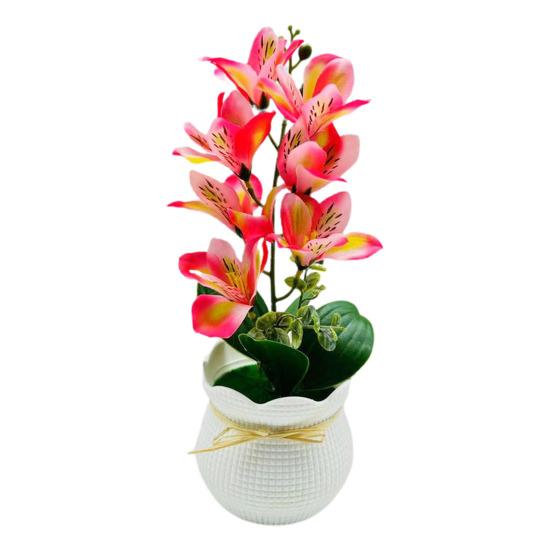 Искусственный цветок магнолии в горшке, 7 головок, домашний офис, гостиная, стол, центральный элемент, свадебные искусственные цветочные растения, бонсай