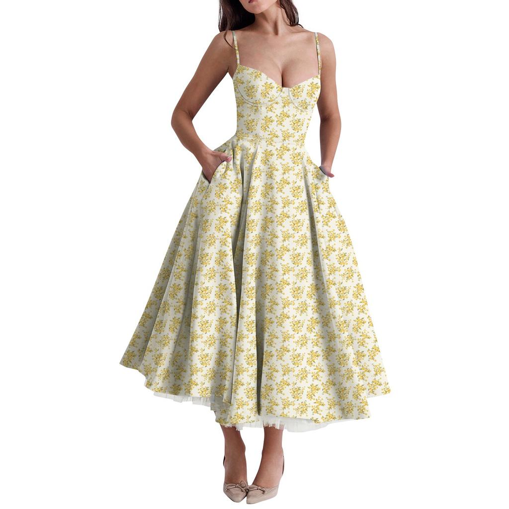 Женское модное однотонное платье принцессы с сеткой и двухслойным платьем на подтяжках