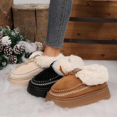 Женские пушистые ботинки на платформе для снега 2025: Теплые, Модные, Полутапочки с Плюшем