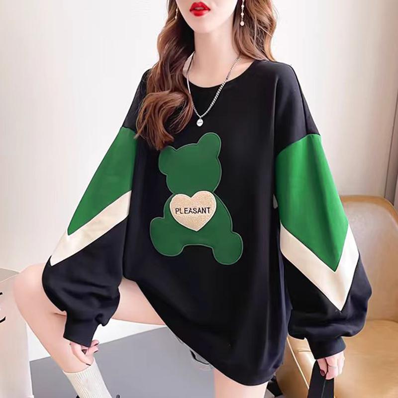 ZANZEA Женские осенние толстовки с круглым вырезом и длинным рукавом с принтом медведя