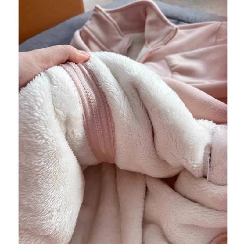Women's Double-sided Fleece Lined Jacket Polar Fleece Pullover Hoodie Winter Warm Outerwear Soft Cozy Casual Streetwear