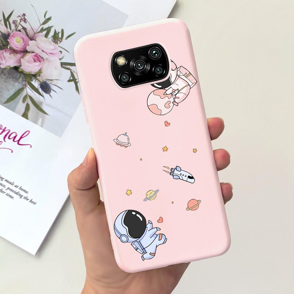 For Xiaomi Poco X3 Pro PocoX3 NFC Back Cover Case Astronaut Printing Cartoon Bumper Soft Matte Silicone For Poco X3 X3Pro Coques