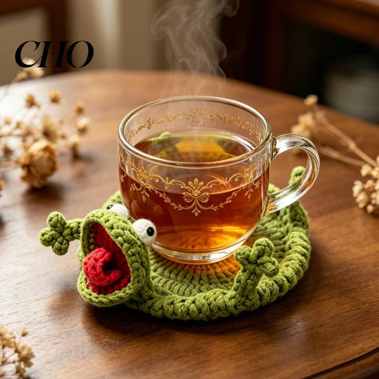 Crochet Animal Coaster DIY Lizard Kit, Handmade Knitting Crafts, Decorative Drink Mug Coffee Cup Mat for Adults, Beginner Kit