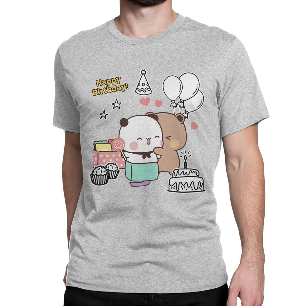 Повседневные С Днем Рождения Бубу Дуду Футболки Мужские Женские С Круглым Вырезом Хлопковая Футболка Медведь Панда С Коротким Рукавом Футболка Больших Размеров Одежда