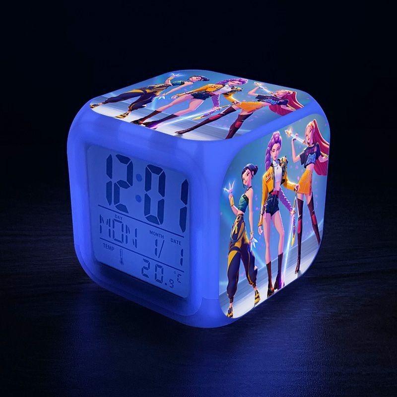 KPop Demon Hunters Cartoon Anime Rumi Mira Zoey Alarm Clock Night Light Student Fashion Personalized Bedside Electronic Clock