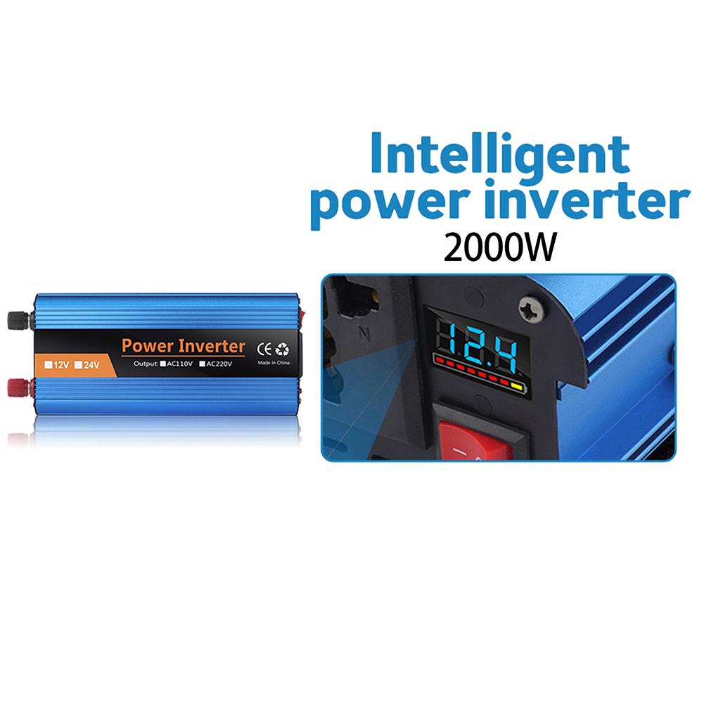 Качественный и надежный инвертор с чистой синусоидой мощностью 2000 Вт, цифровой дисплей, входное/выходное напряжение постоянного тока 12 В в переменный ток 110 В 120 В