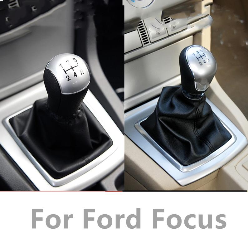 5 6 Speed for Ford Focus 2 MK2 2005 2006 2007 2008 2009 2010 2011 Car Gear Shift Knob Boot Cover Gaiter Collars Accessory