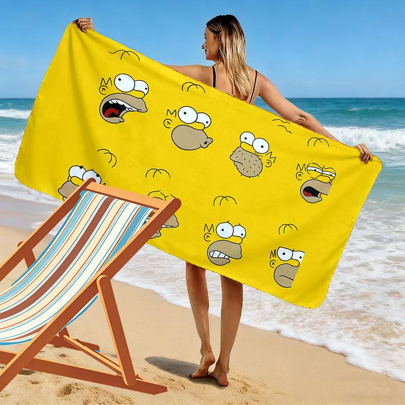 Homer Simpson Print Beach Towel, Large Soft Quick Dry Towel for Beach Camping Swimming