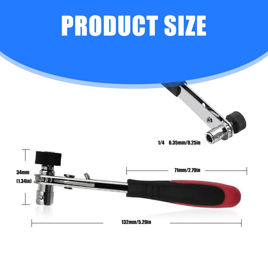 Double Sided 1/4Inch Socket Screwdriver Ratchet Wrench Double Head Hand Tool for Multiple Use and Easy Operations