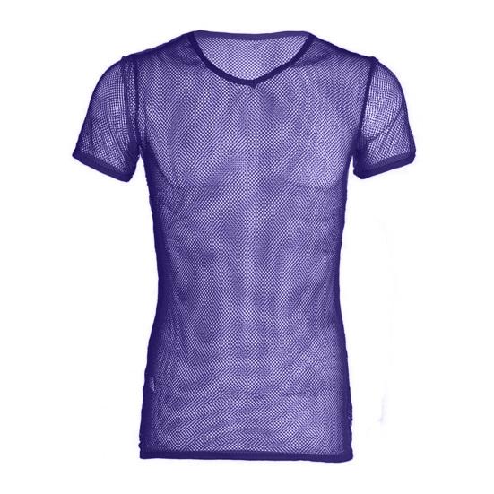 Мужские топы с V-образным вырезом, с коротким рукавом, с полым сетчатым дизайном, футболка однотонная, дышащая, в повседневном стиле, для ежедневной носки