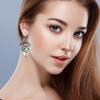 Peridot Quartz Gemstone Unisex Women's Ethnic Silver Jewelry Earring 1.5''