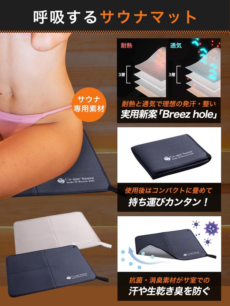 Sauna Preparation Set Sauna Sauna Sauna Poncho and Mesh Bag [co-que] (4 Pieces) Hat, Mat, Lite, (Poncho Blue, Hat Gray, Mat Gray)