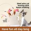 Дразнилка для кошек из стальной проволоки, Длинная палочка, Перьевой колокольчик, Дразнилка для кошек, Сменная головка, Интерактивная, Развлекающая, и Кусачая игрушка для кошек