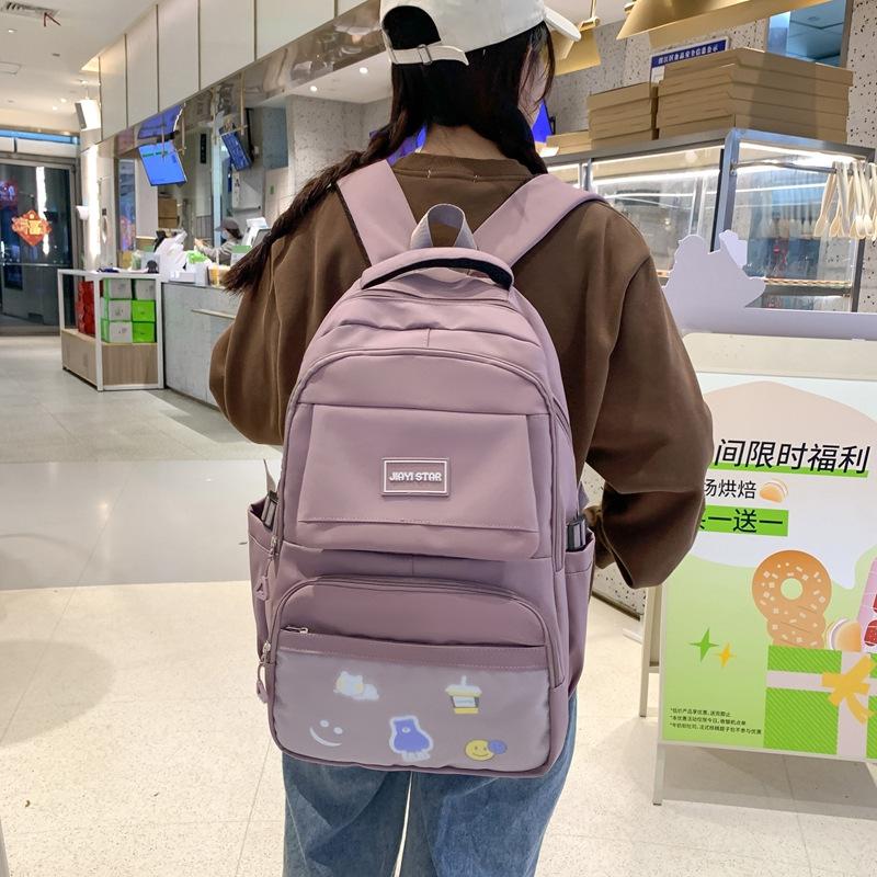 Студенческий школьный женский однотонный рюкзак большой емкости