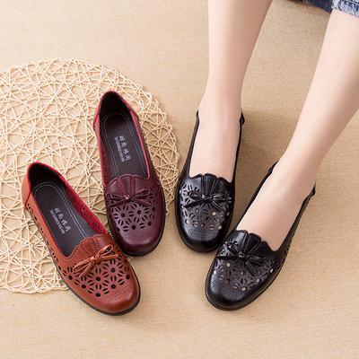 Весенние туфли-лоферы для женщин среднего и пожилого возраста с открытой пяткой, удобные рабочие туфли с мягкой подошвой для мам